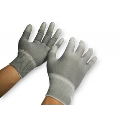 NAVI-Găng tay thun phủ PU ngón tay (màu xám) không viền